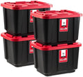 IRIS USA 4-Pack 12 Gal Heavy Duty Storage Tote Bins with Lids, Red by IRISUSA