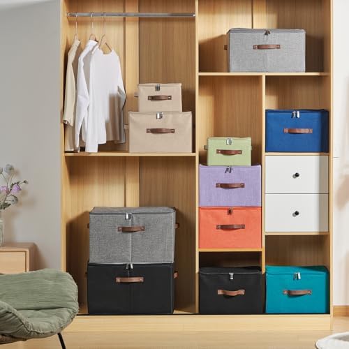 4PCS Storage Bins with Zipper Lids Decorative Lidded Basket Box - Image 6