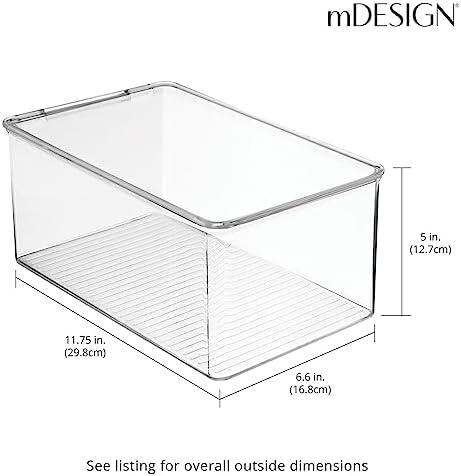 mDesign Plastic Stackable Toy Storage Bin Container Box with Hinge Lid for Organizing Living Room, Play Room, Bedroom, Nursery, Hold Blocks, Puzzles, Books, Lumiere Collection, 2 Pack - Clear - Image 3