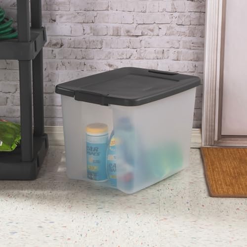 Sterilite 50 Qt ShelfTote, Clear Storage Bin with Latching Lid, 6 Pack - Image 2