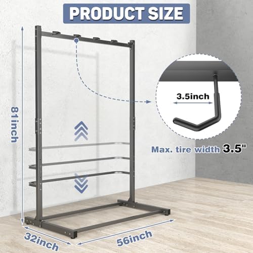 WALMANN Freestanding Bike Stand for Garage, 5 Bikes Vertical Bike Storage - Image 3