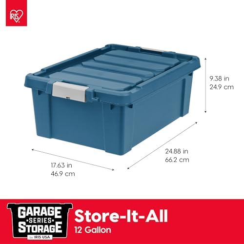 IRIS USA 4-Pack 12 Gal Heavy Duty Lockable Storage Totes with lids, Navy - Image 2