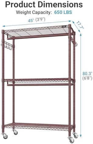 VIPEK R2 Plus Heavy Duty Clothing Rack Rolling Closet for Hanging Clothes - Image 5