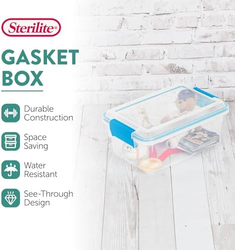 Sterilite Gasket Storage Box with Lids for Home & Office, 7.5 Quart, 6-Pack - Image 3