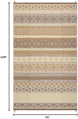 Boho 8x10 Plastic Straw Rug Reversible Mat Outdoor Bohemia Area Rug Waterproof Patio Rugs Outdoor Camping Rugs for RV Porch Deck Camper Balcony Backyard Easy Clean Picnic Mat, Brown Tan - Image 2