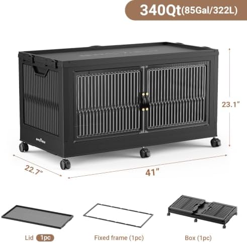 BROVIEW 340Qt Stackable Storage Bins with Lid for Home Dorm, 1Pack Black - Image 2