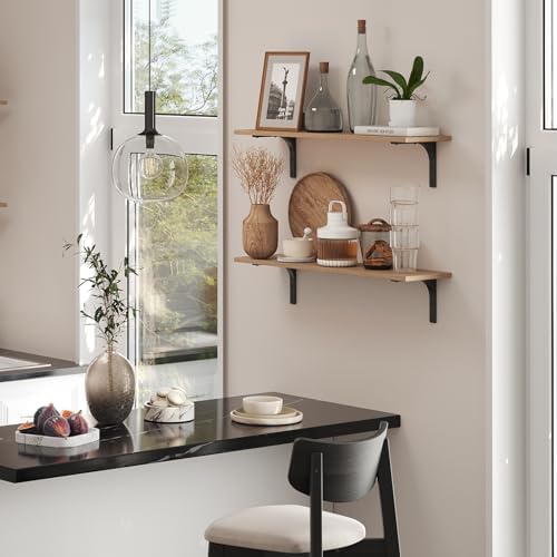 DINZI LVJ Long Wall Shelves, 31.5Inch Wooden Wall Mounted Shelves, Set of 2 - Image 5