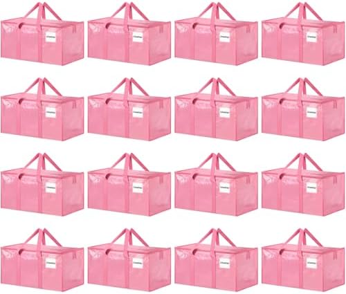 16 Pack Extra Large Clothes Storage Bins with Lids, Moving Bags, Pink by ukeetap