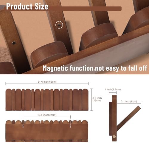 Wall Coat Rack for Entryway: Folding Wood Modern Heavy Duty 8 Hooks - Image 2