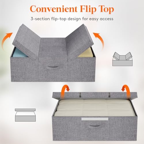 Lifewit 80L Under Bed Storage Containers, 9.8 Inch Tall Underbed Clothes Storage Organizer Bin with Sturdy Sidewalls, Bottom, 3 Lids, Deep Storage Drawer for Clothes, Shoes, Blankets, Pillows 3 Pack - Image 5