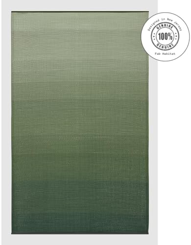 Fab Habitat Ombre Outdoor Rug - Waterproof, Fade Resistant, Crease-Free - Premium Recycled Plastic - Striped - Patio, Porch, Deck, Balcony - Big Sur - Green - 6 x 9 ft - Image 3