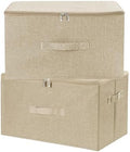 ANMINY Fabric Storage Bins with Zipper Lids, 18"x14"x10", Beige, 2 PCS by ANMINY