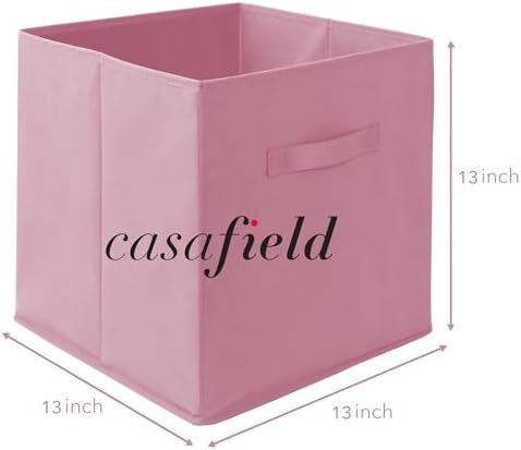 Casafield Set of 12 Collapsible Fabric Cube Storage Bins, Light Pink - 13" Foldable Cloth Baskets for Shelves, Cubby Organizers & More - Image 7