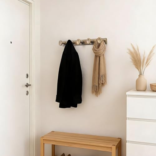Coat Hook Wall Mounted, Antique Brass Zinc Alloy with 5 Hooks - Image 5