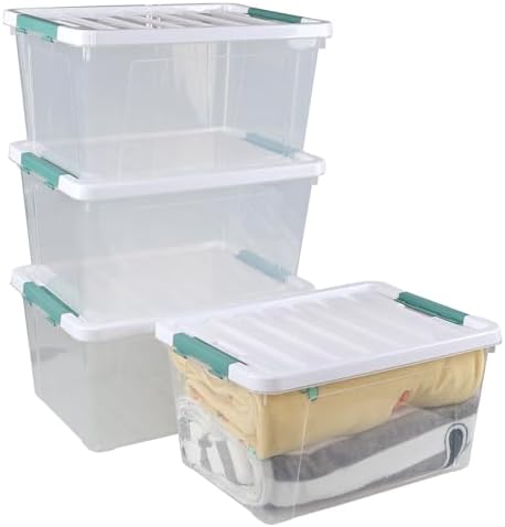 35 Qt Clear Plastic Storage Bins with Lids, 4-Pack Organizing Totes - Image 7
