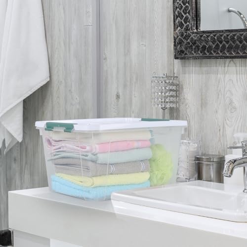 Plastic Organizer Bins Pack of 6, Latching Storage Box with Handles - Image 5