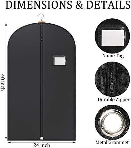 Woanger 24 Pack Black Garment Bag Bulk for Closet Storage - Image 2