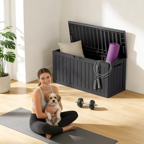 Outdoor Deck Storage Box, 90 Gallon Deck Box,Lockable Patio Storage Bench - Image 7