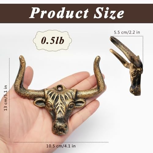 Cowboy Hat Hooks for Wall Entryway Animal Key Hook 4 Pack Cast Iron Hats Holder Closet Living Room Vintage Western Decor - Image 6