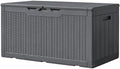 Greesum 100 Gallon Resin Deck Box Large Outdoor Storage, Imitation Rattan Weave Texture for Patio Furniture, Garden Tools, Pool Supplies, Weatherproof and UV Resistant, Lockable, Gray by BuynowfromGreesum