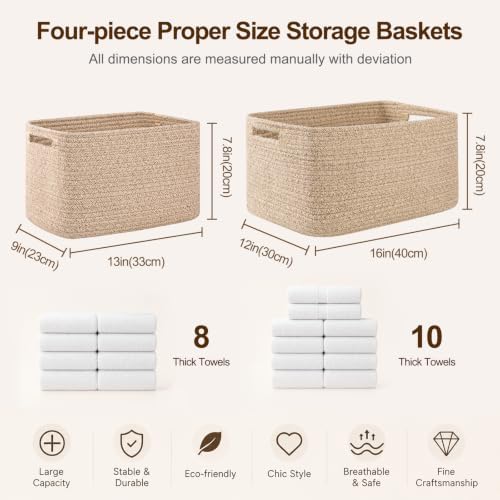 OIAHOMY 4 Pack Storage Baskets for Organizing 24L Cube Storage Bins Brown - Image 2