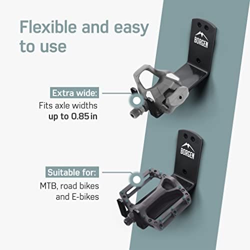 Borgen Wall Mount Pedal Hook for E-Bike & MTB - Black - Set of 3 - Image 6