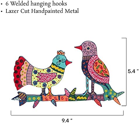 EMANUEL Yair Decorative Key Holder for Wall with Hand-Painted Colourful Birds | Lazer-Cut Steel Unique Home Decor - Image 5