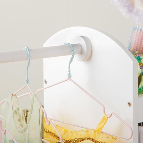 Guidecraft See and Store Dress-up Center – White: Pretend Play Costume Storage Wardrobe for Kids with Mirror & Shelves, Armoire with Bottom Tray, Toddlers Room Furniture - Image 3