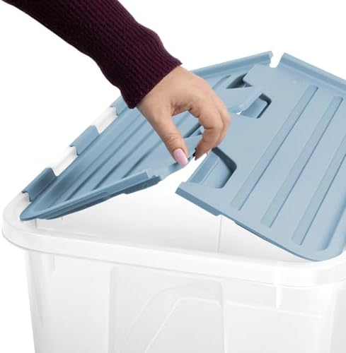 SteriliteHinged Lid Storage Box Plastic Container, 60 Quart, 12 Pack - Image 7