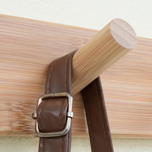 SKOLOO Coat Rack Wall Mount 17 inch, 5 Hooks, Bamboo, Shaker Style, Natural - Image 4