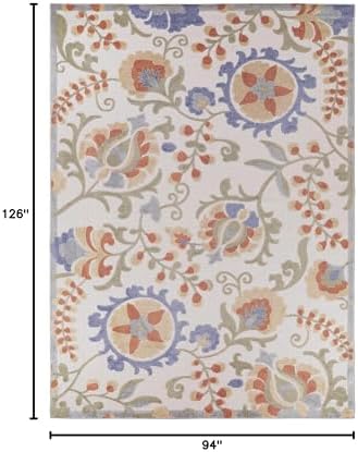 Nourison Home Aloha Ivory Blue 7'10" x 10'6" Area Rug - Easy Clean, Non Shedding, Bed Room, Living Room, Dining Room, Kitchen (8' x 11') - Image 2