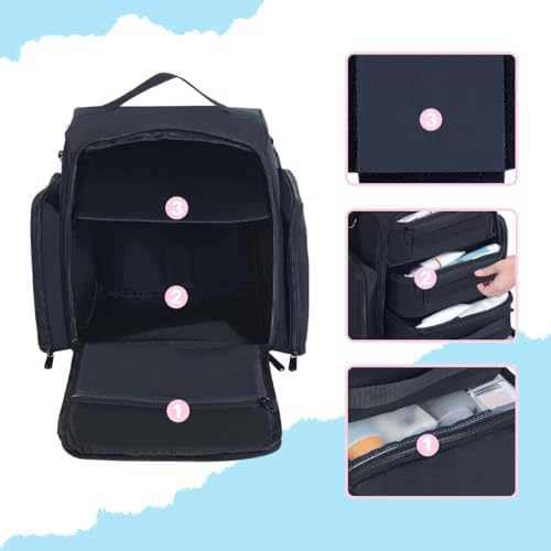 Large Makeup Bag Organizer with 3 Inner Removable Pouches,Black - Image 5