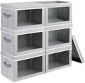 Homsorout Storage Bins with Lids, 6 Pack Large Storage Cubes with Window, Closet Bins with Lids & Handles, Fabric Box for Organizing Clothes, Towels, Books, Blended by Homsorout
