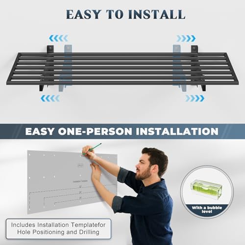 Jusgym 4 Pack Garage Shelving Wall Mounted with 16 Hooks, 1.5x4ft, 1000lbs - Image 5