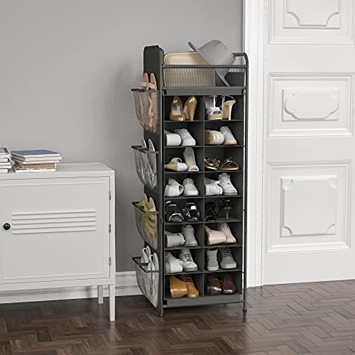 Simple Houseware 16 Cube Shoe Stand Tower Rack 8 Tier, Dark Gray - Image 2