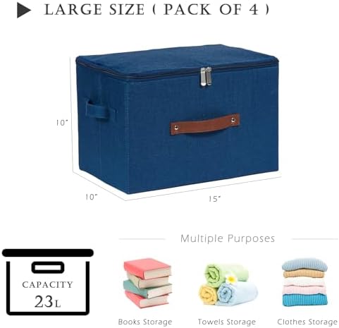 4PCS Storage Bins with Zipper Lids Decorative Lidded Basket Box - Image 3