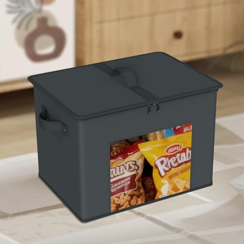 Zilink Fabric Organizer Bins with Lids Cloth Storage Bins, Dark Grey, 4Pack - Image 4