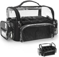 Makeup Brush Bag, Makeup Brush Case for Makeup Artist with Plastic Dividers Washable, Portable Travel Makeup Train Case with Clear Waterproof Cover for Easy to Clean and Find with Adjustable Strap by NAONAYA