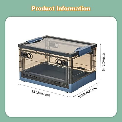 Ergocar Foldable Storage Boxes, Large Plastic Storage Boxes with Lid, Stackable Organiser, Wardrobe Storage Organiser, Grocery Storage, for Bedroom, Wardrobe, Office, Garage - Image 7