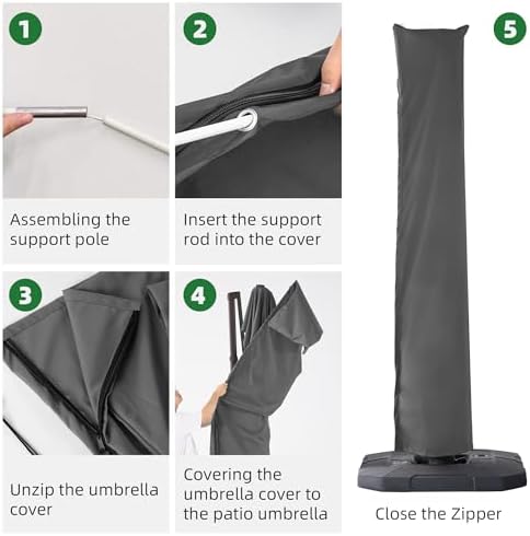 Cantilever Patio Umbrella Cover Outdoor Umbrella Covers, Grey - Image 6