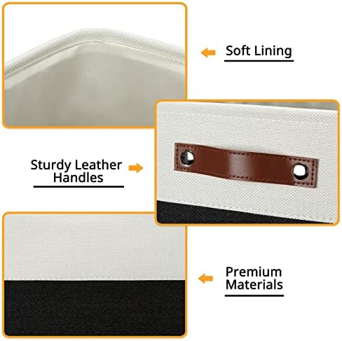 DULLEMELO Storage Baskets, 13 Inch Cube Storage Bins for Shelves Closet Storage, Foldable Linen Closet Organizers Storage Baskets for Closet Storage (4 Pack - 13" White&Black) - Image 3