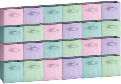 Hillban 24 Pcs Storage Cubes 11'' Collapsible Storage Bins Bulk, Pastel by Hillban