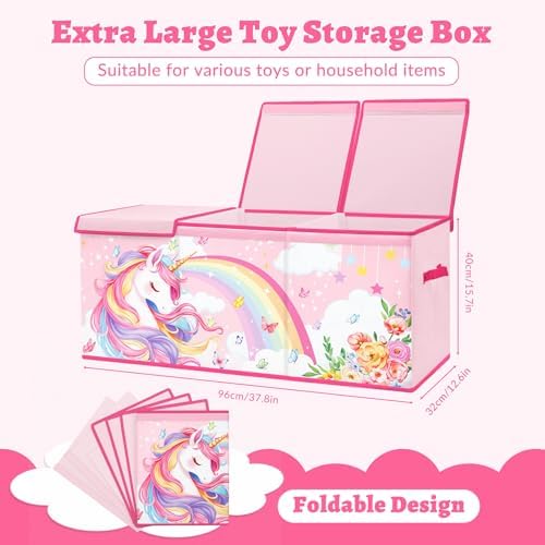 decalsweet Large Toy Box Collapsible Chest Organizer with Flip Lid for Kids - Image 2