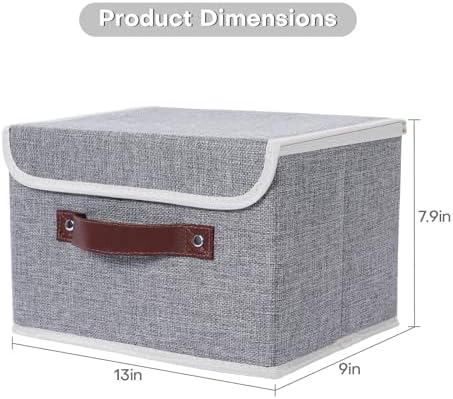 ANMINY Fabric Storage Box Bins with Lids, Gray, 13"x9"x7.9", 4 Pack - Image 5