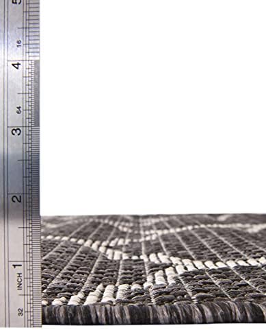 Unique Loom Outdoor Trellis Collection Area Rug - Trellis (Round 13' 0" x 13' 0", Black/ Ivory) - Image 3