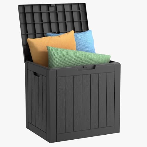 Vixzen 30 Gallon Deck Boxes Outdoor Waterproof, Lockable Storage Box with Lid for Patio Cushions, Garden Tools, Pool Supplies (Black, 30 Gallon) by Vixzen