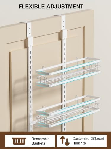 Delamu 9 Tier Over The Door Pantry Organizer, Pantry Organization and Storage, Hanging Spice Rack for Pantry Door Organizer, Metal Pantry Door Shelves for Kitchen Bathroom Laundry Room,15.3" White - Image 5