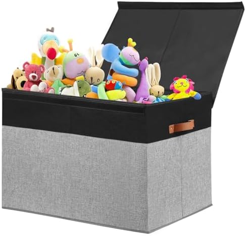 Large Toy Storage Box with Lid, Toy Chest Bin Boxes Basket with Dividers by Gowee