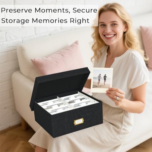 Decorative Photo Storage Box, 2 Pack Linen Photo Box Hold 1700 4x6 Pictures - Image 5