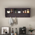 Wall Mounted Coat Rack Shelf,4 Dual Hooks,3 Cubbies,Espresso by Unknown